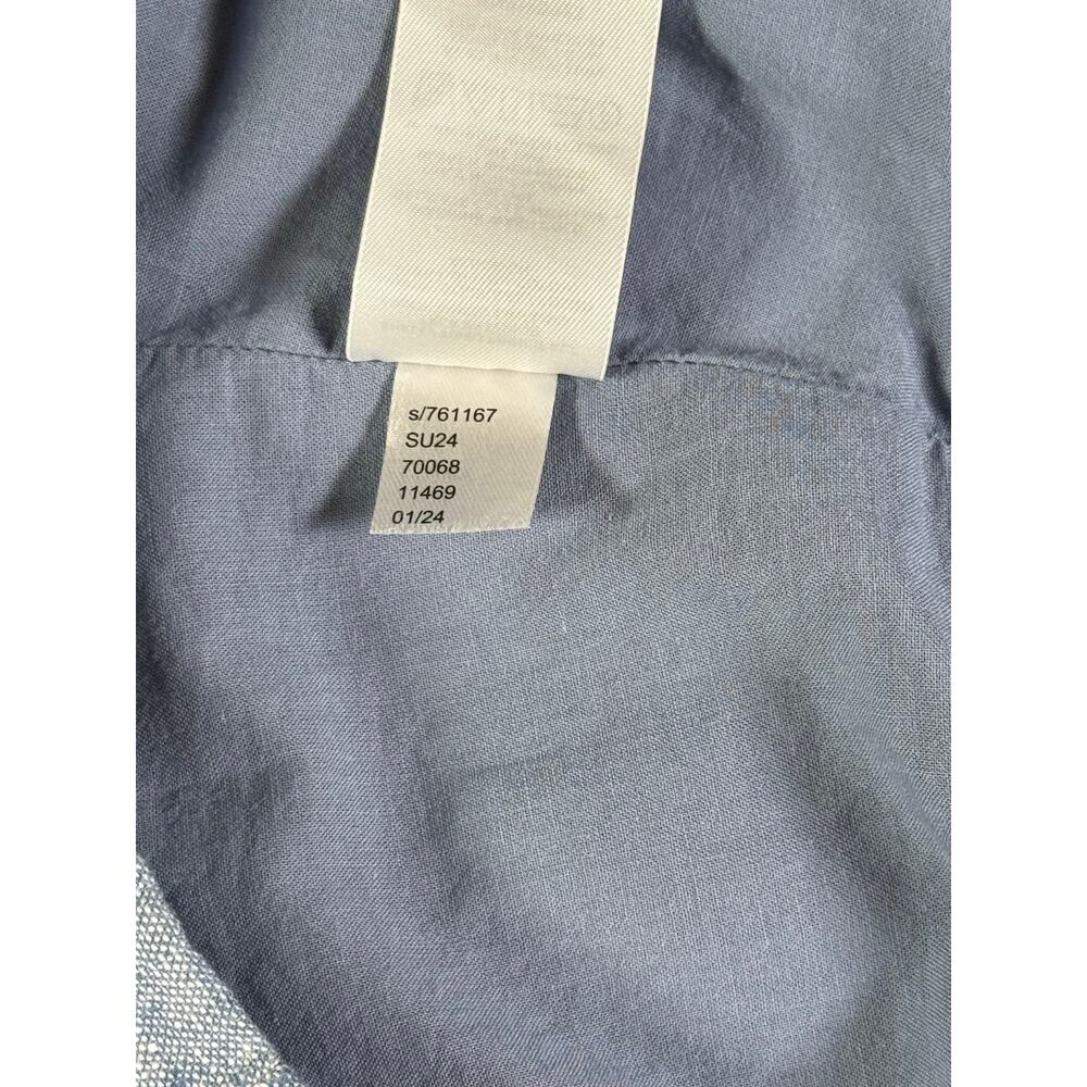 LOFT Linen Midi Skirt Size 2 Blue Botton Front Slit Summer Coastal Minimalist - Picture 12 of 12